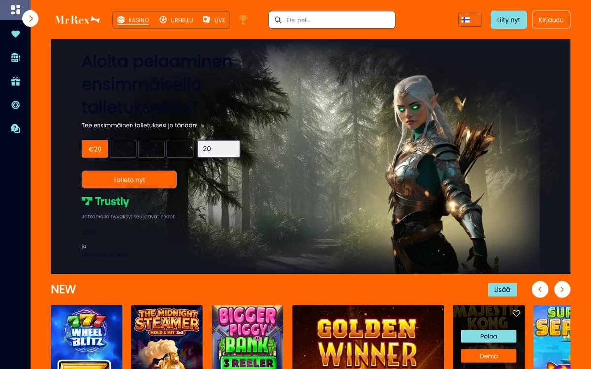 Mr Rex Casino — Home page, captured from Finland