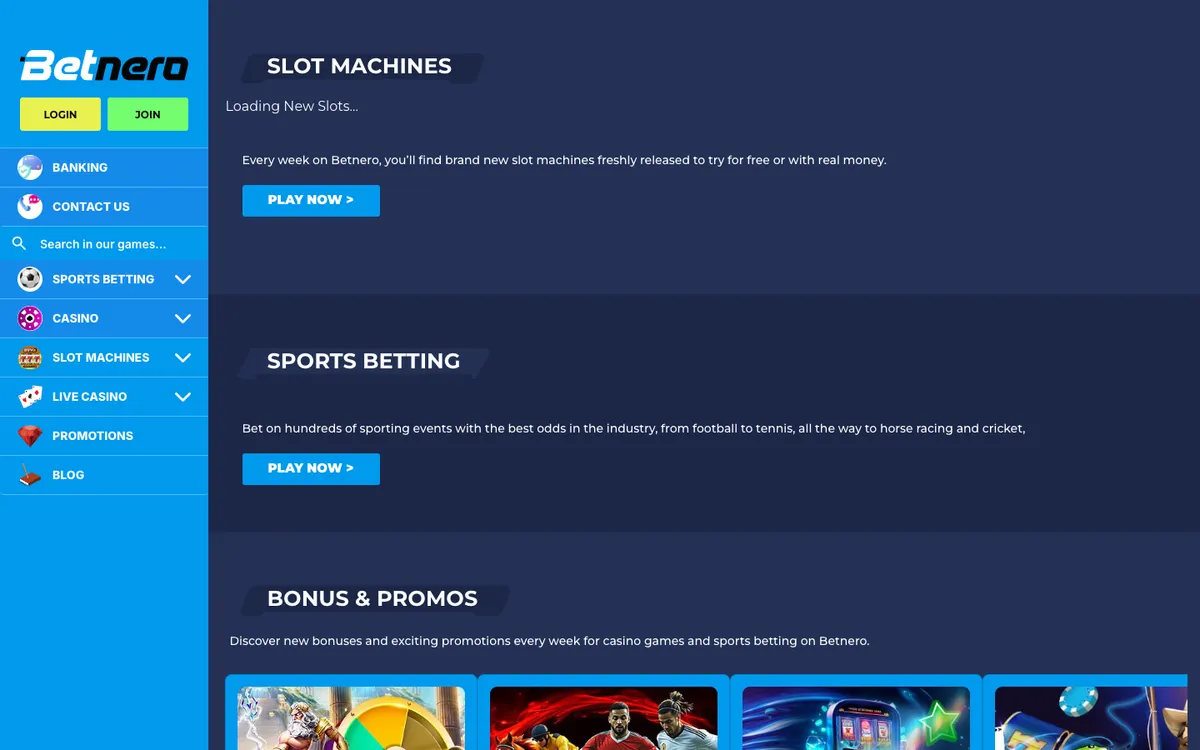 Betnero Casino UK — Home page, captured from United Kingdom
