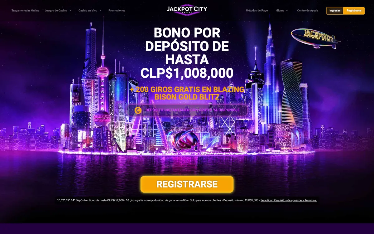 Jackpot City Casino — Promotions, captured from Chile