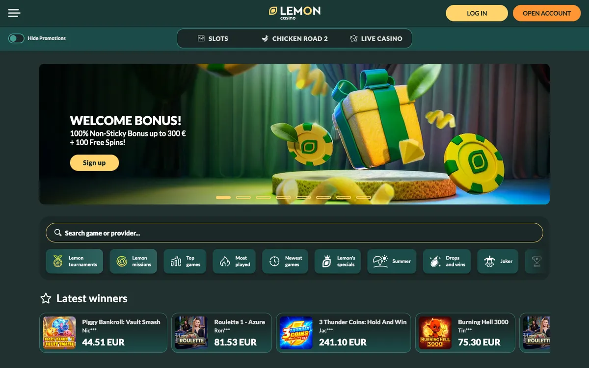Lemon Casino — «Главная», снято из страны Австрия