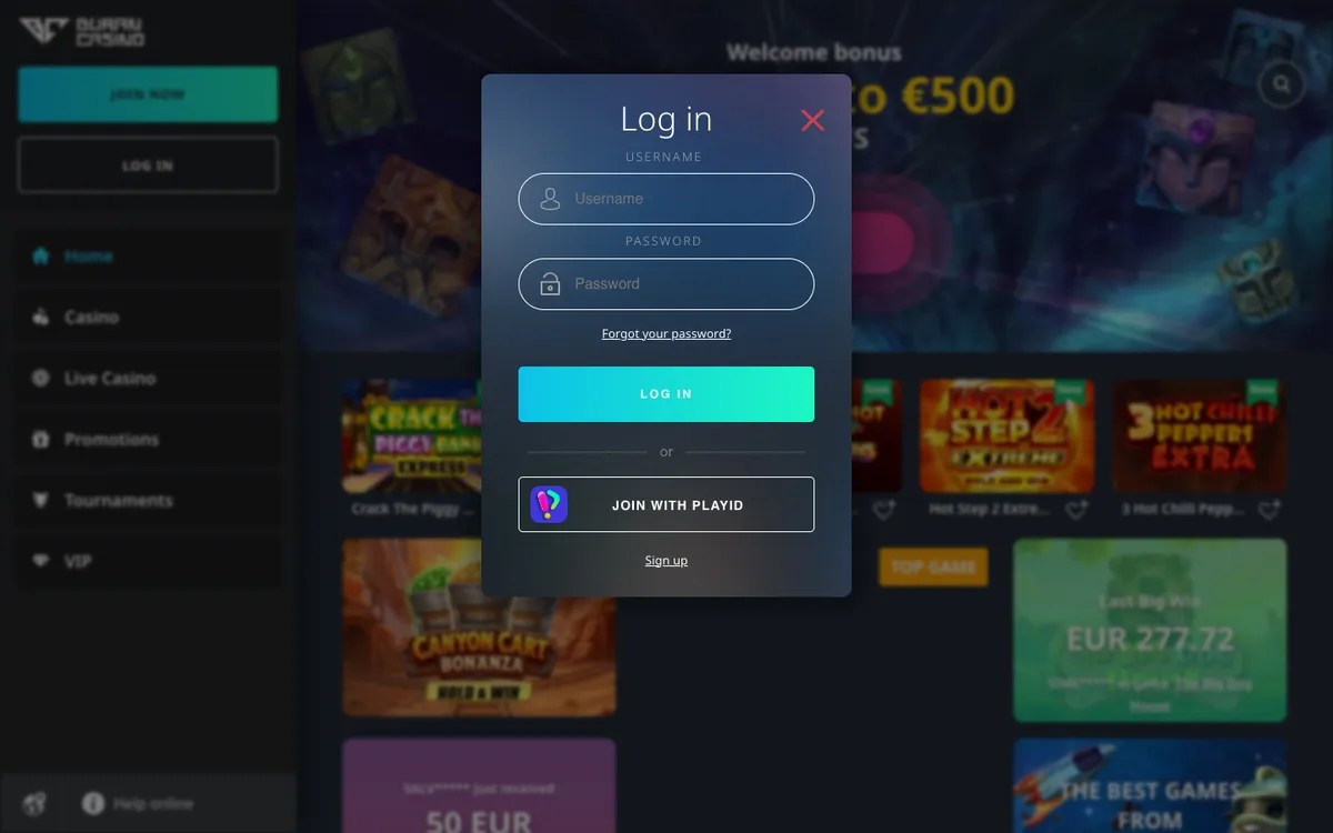 BuranCasino — Sign-up, captured from Nigeria