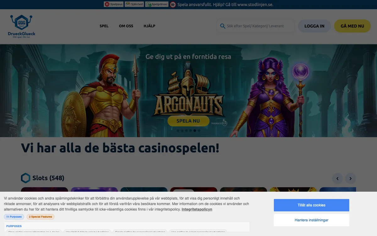 DrueckGlueck Casino — Home page, captured from Sweden