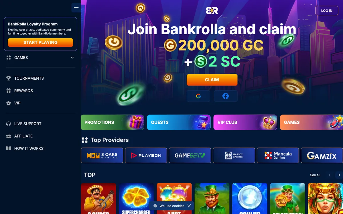 BankRolla Casino — Home page, captured from United States