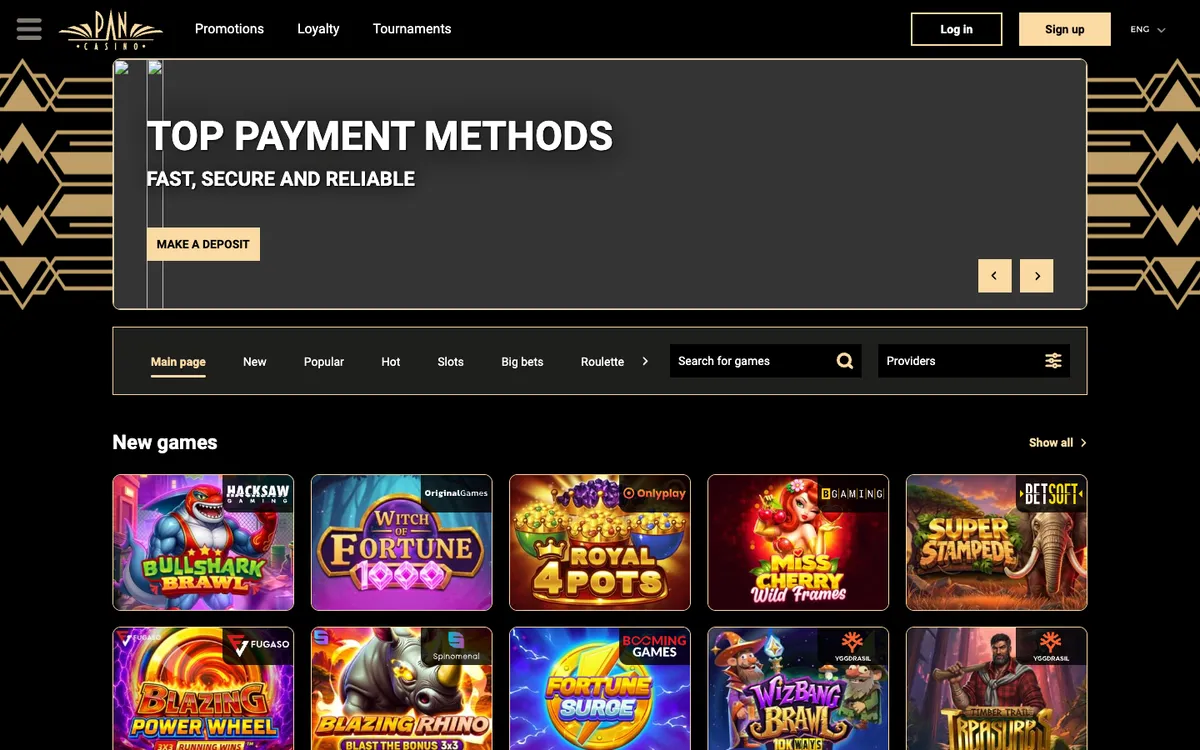 Pan-Casino — Home page, captured from Canada