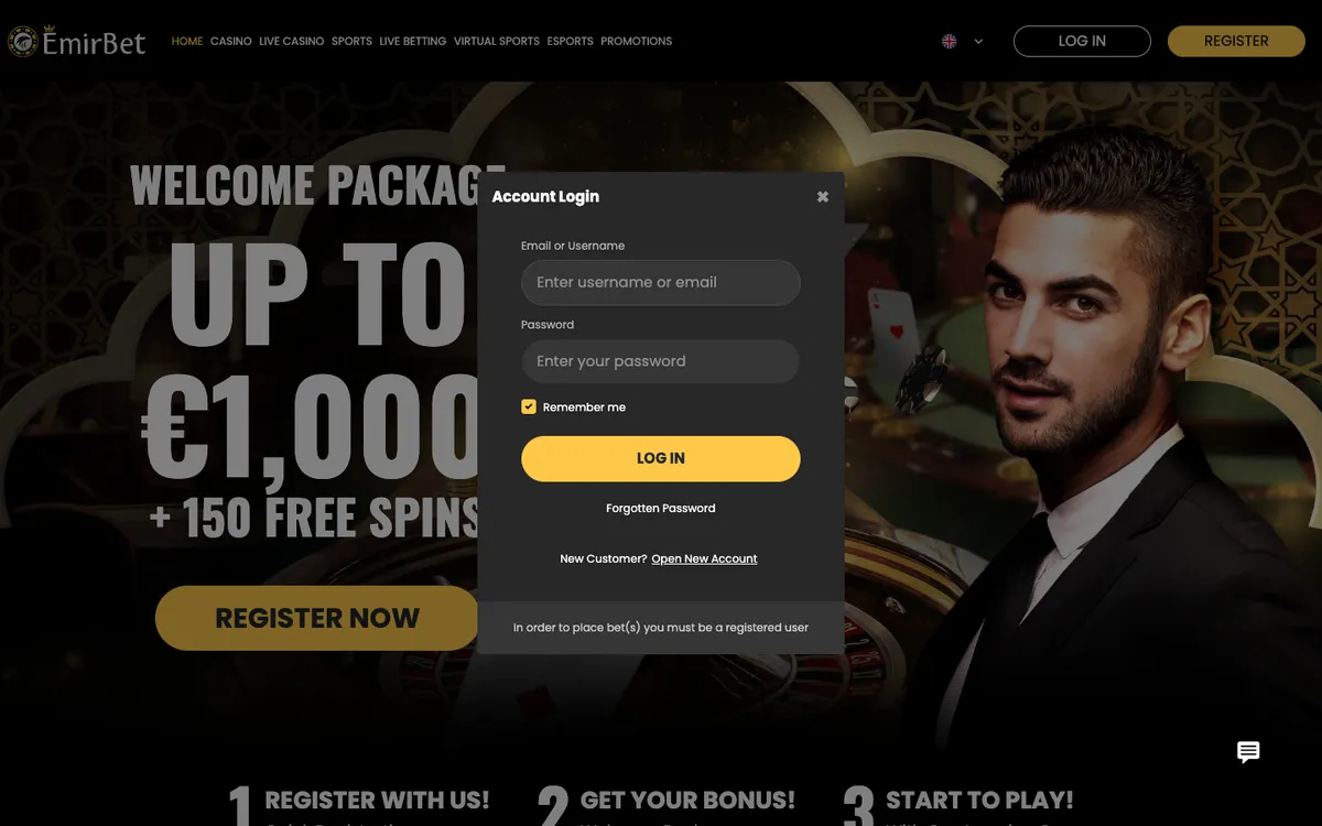 EmirBet Casino — Sign-up, captured from Brazil
