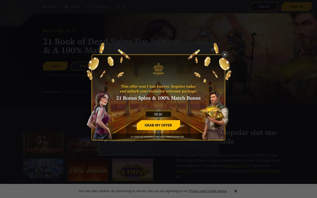 21 Casino — Sign-up, captured from Canada