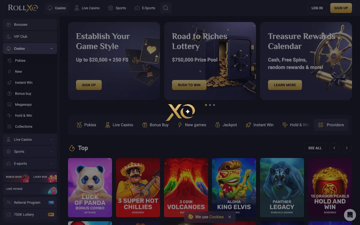 RollXO Casino — Sign-up, captured from Australia