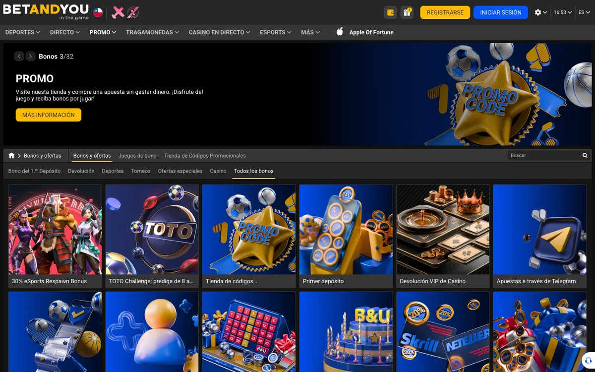 Betandyou Casino — Promotions, captured from Chile
