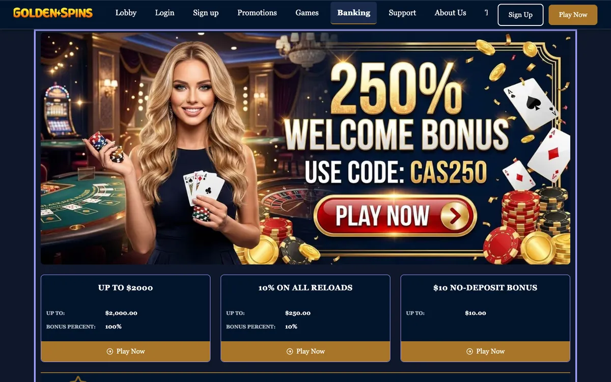 Golden Spins Casino — Payments, captured from United States