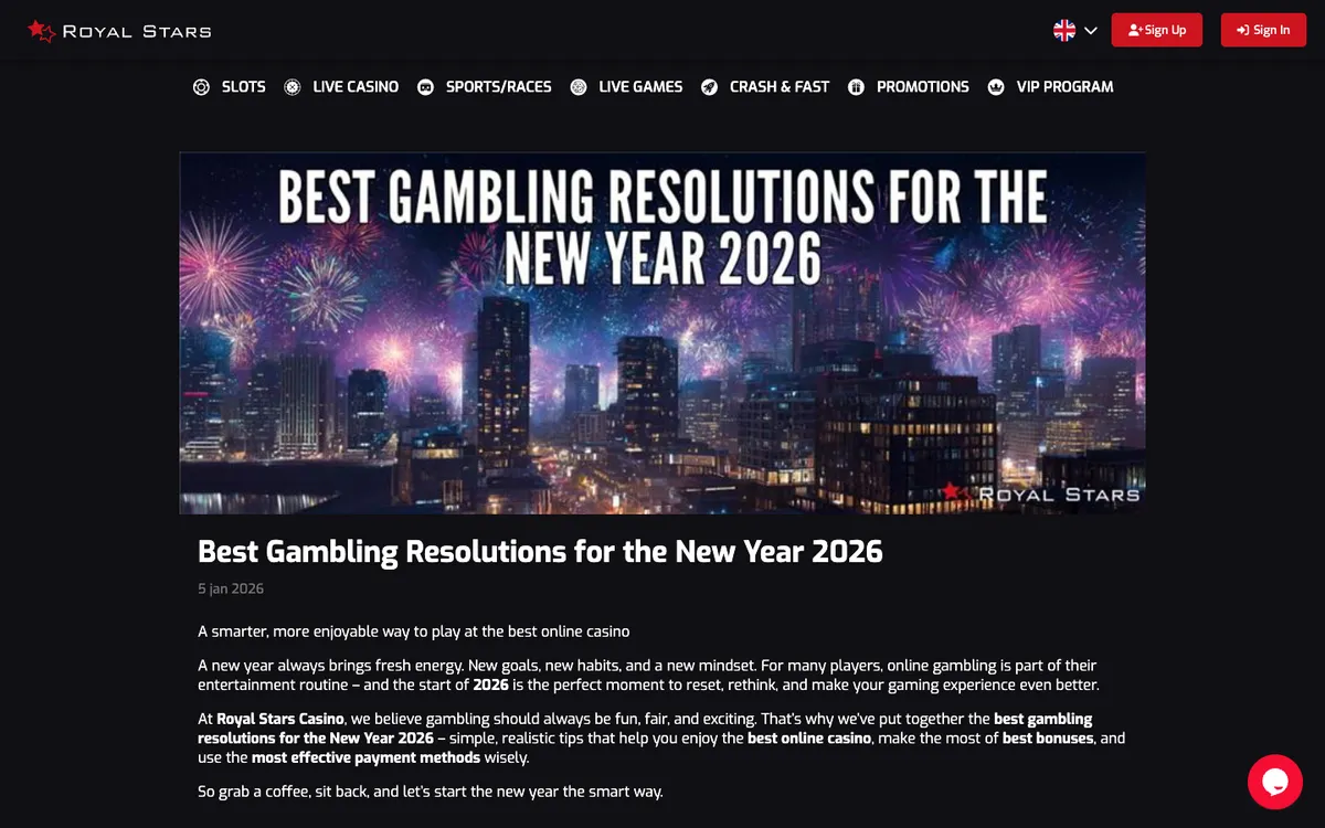 Royal Stars Casino — Home page, captured from Belgium