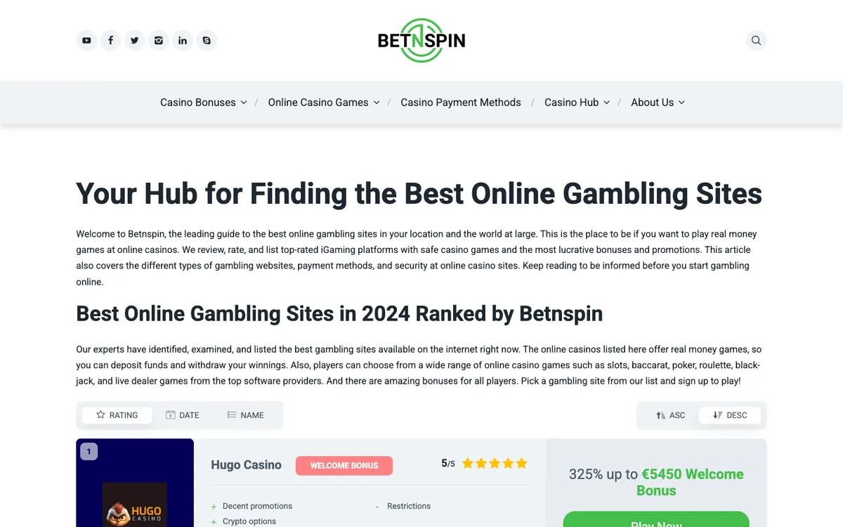 Bet N' Spin Casino — «Главная», снято из страны Аргентина