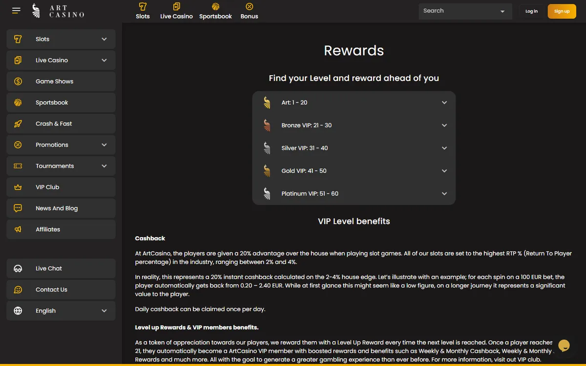 ArtCasino — Promotions, captured from Canada