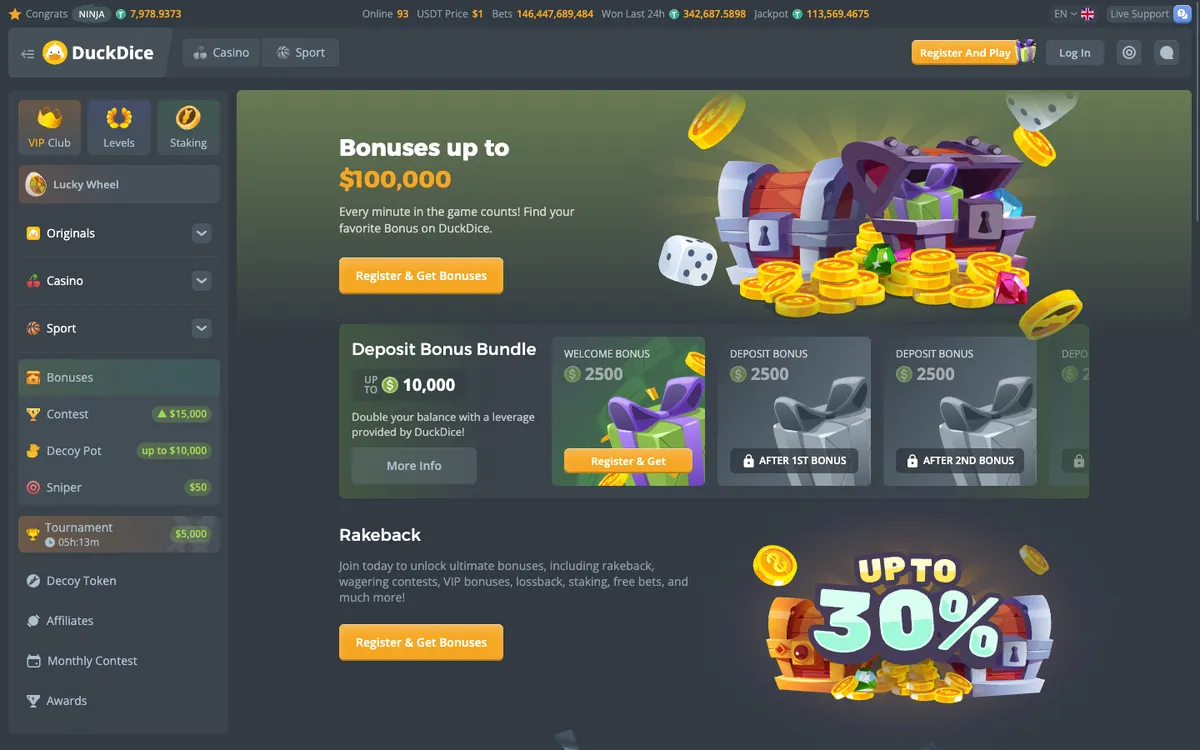 DuckDice Casino — Promotions, captured from Argentina