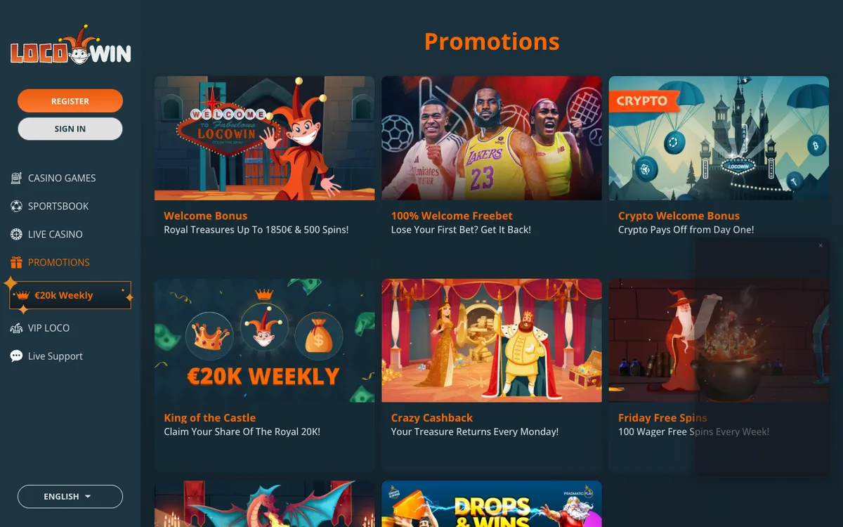 Locowin Casino — «Акции», снято из страны Австралия