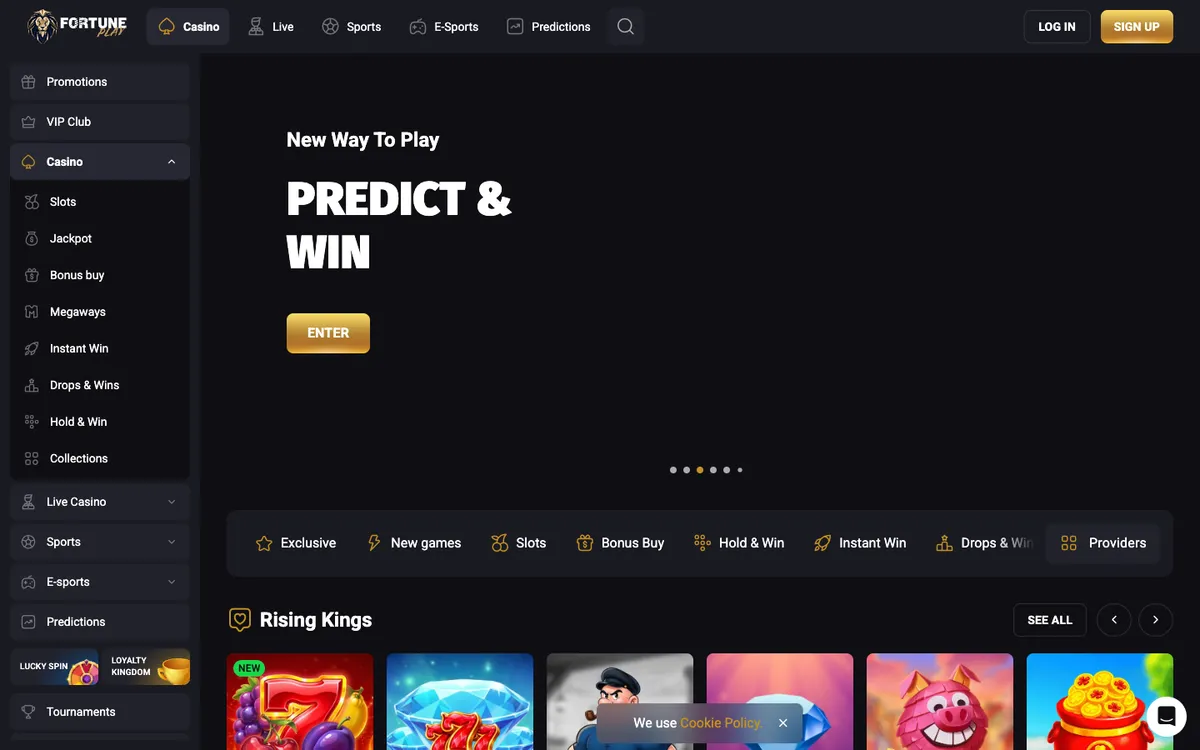 Fortune Play Casino — Home page, captured from Canada