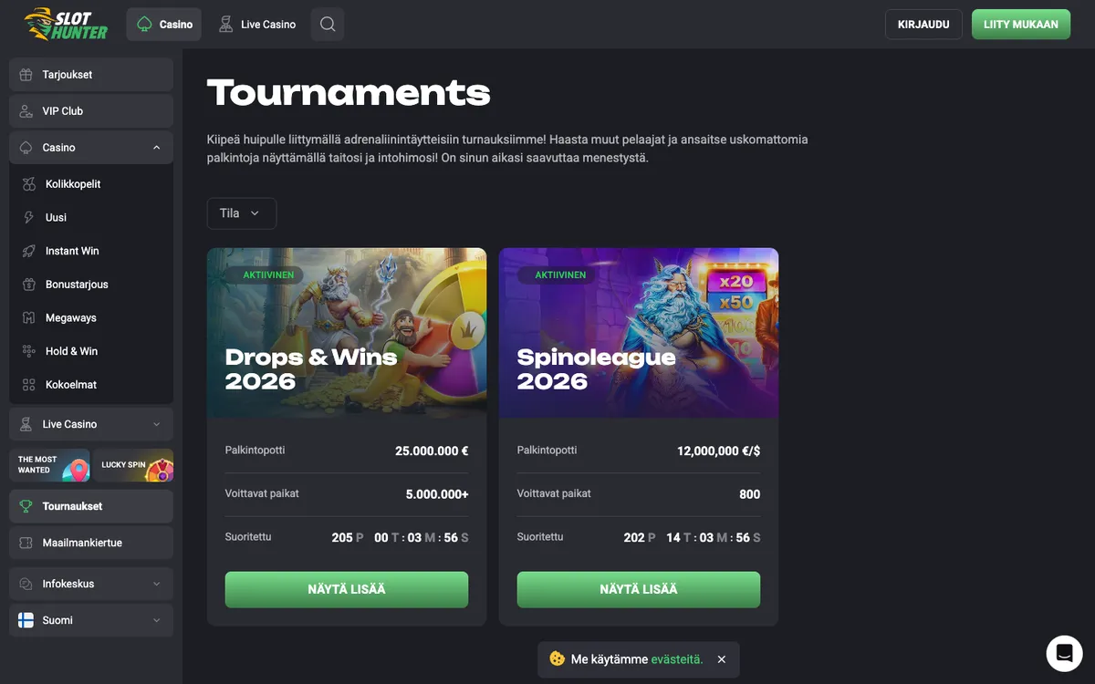 Slot Hunter Casino — Promotions, captured from Finland