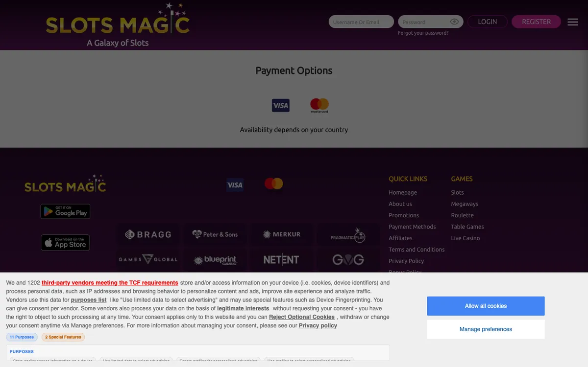 Slots Magic Casino — Payments, captured from France