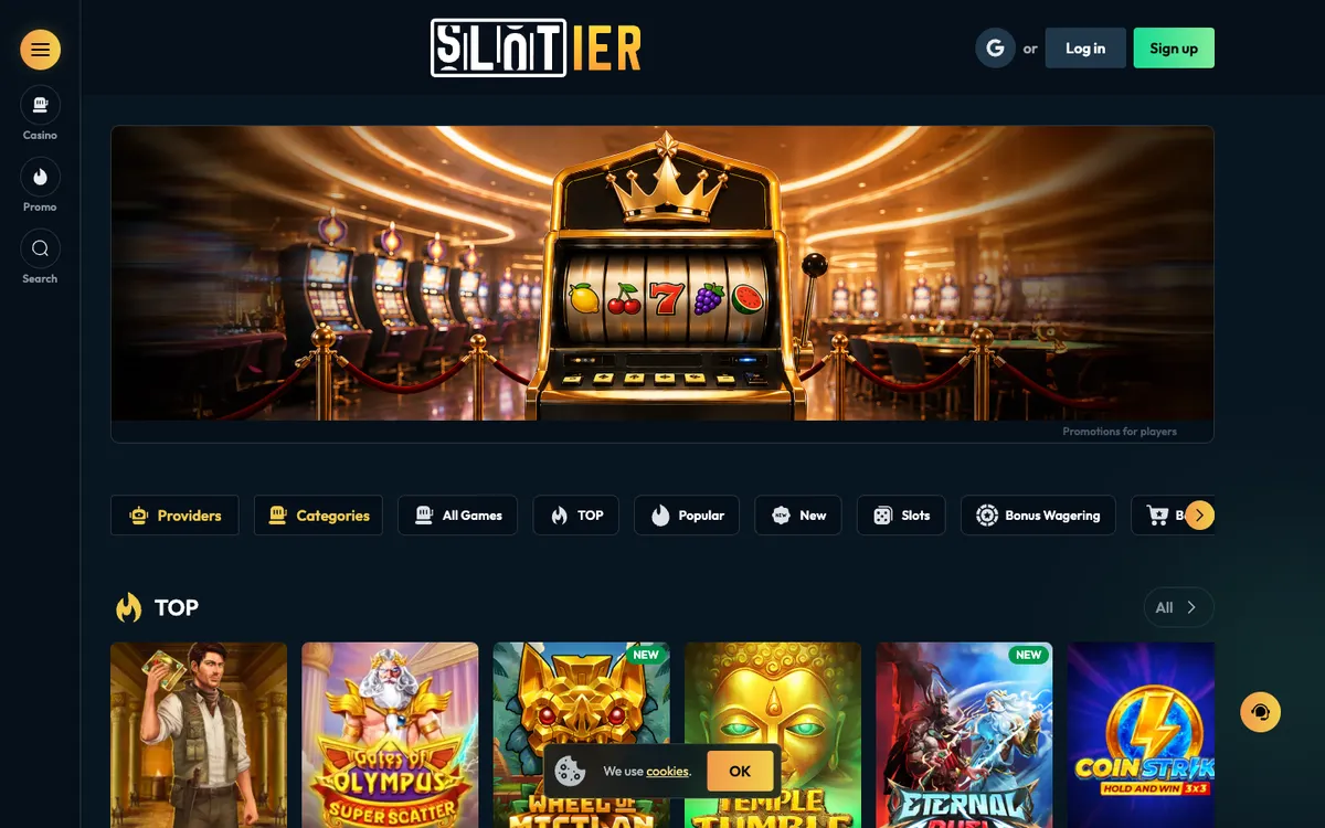 Slotier Casino — Home page, captured from Canada
