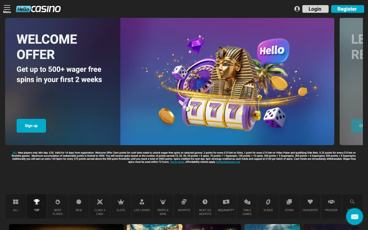 Hello Casino — «Главная», снято из страны Великобритания