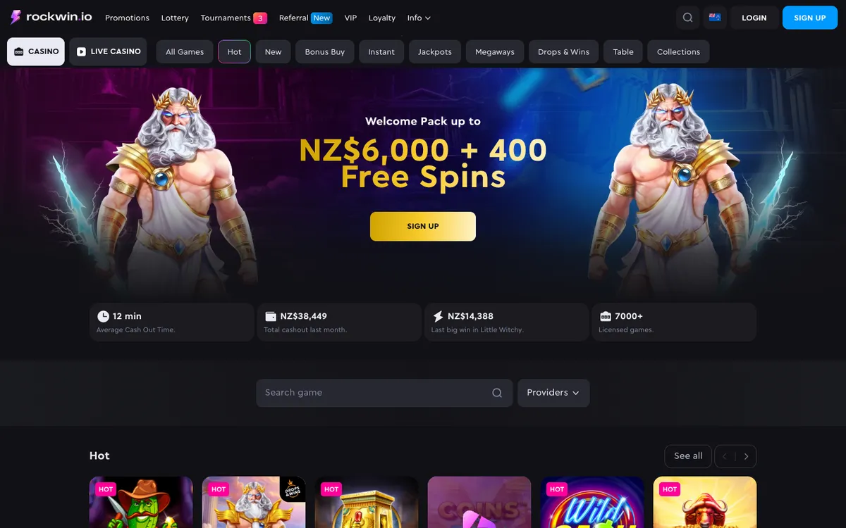 Rockwin Casino — «Главная», снято из страны Новая Зеландия