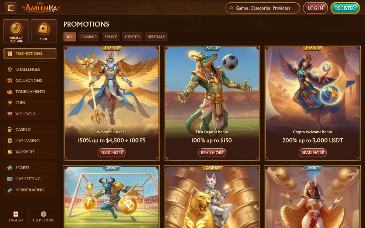 AmunRa Casino — Promotions, captured from Canada