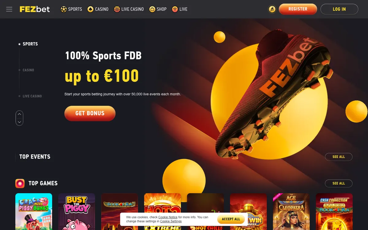 FEZbet Casino — Home page, captured from Japan