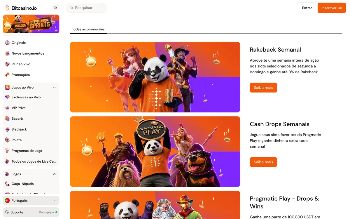 Bitcasino.io — Promotions, captured from Brazil