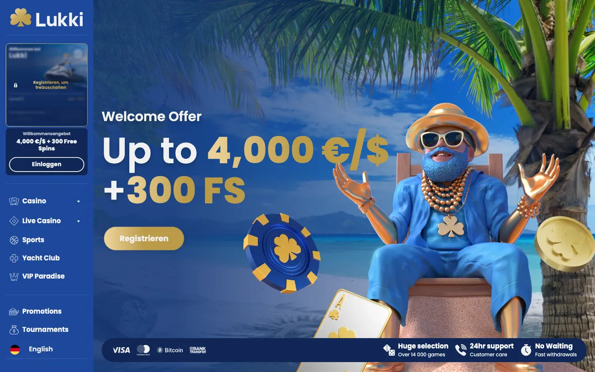 Lukki Casino — Home page, captured from Germany