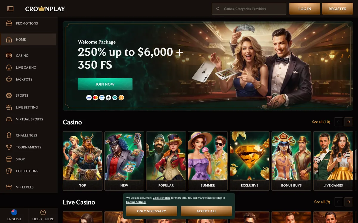 CrownPlay Casino — Home page, captured from New Zealand