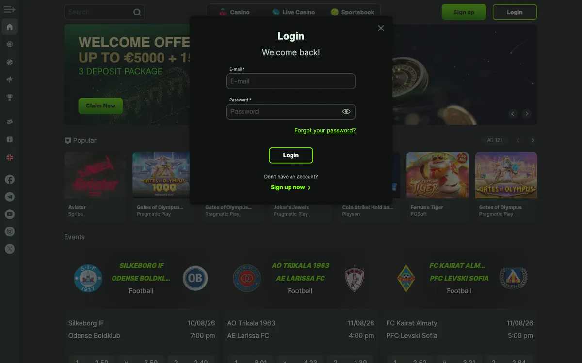 WeltBet Casino — Sign-up, captured from Austria