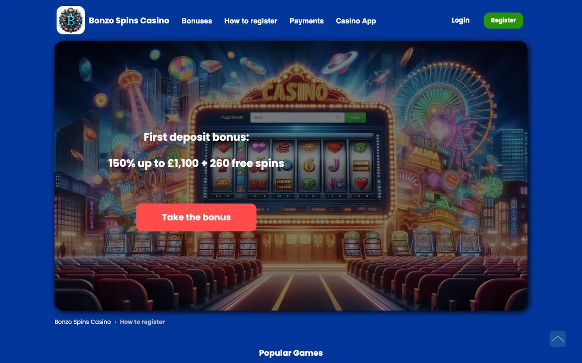 Bonzo Spins Casino — Sign-up, captured from United Kingdom