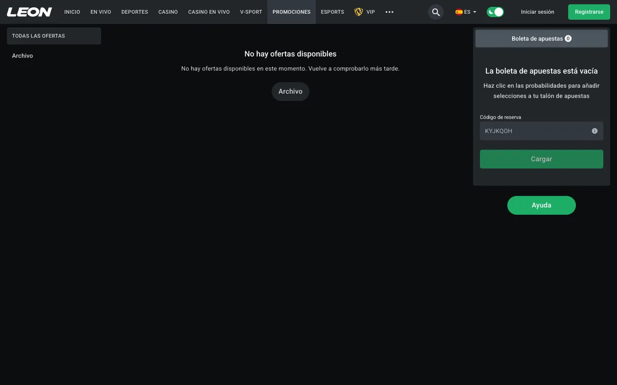 Leon Bet Casino — «Акции», снято из страны Мексика