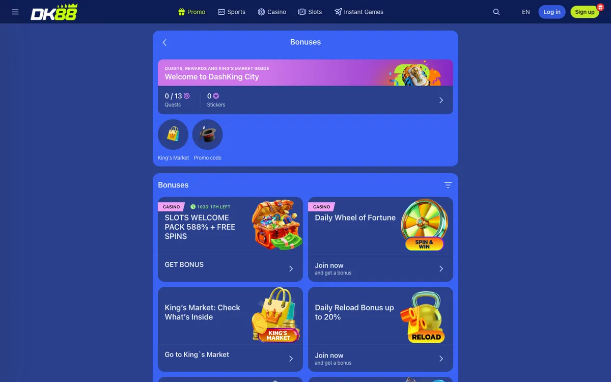 Dashking88 Casino — Promotions, captured from Austria
