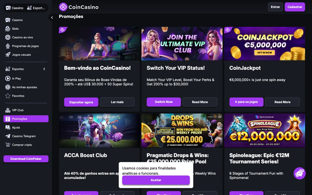 CoinCasino — «Акции», снято из страны Бразилия