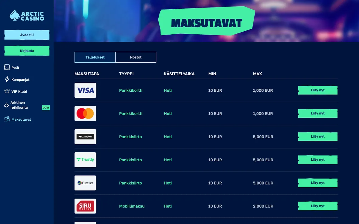 Arctic Casino — «Платежи», снято из страны Финляндия