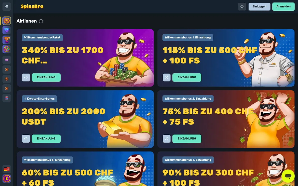 SpinsBro Casino — «Акции», снято из страны Швейцария