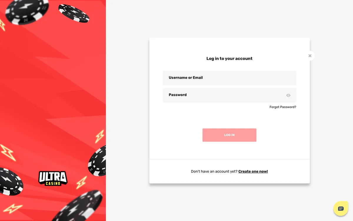 UltraCasino — Sign-up, captured from New Zealand
