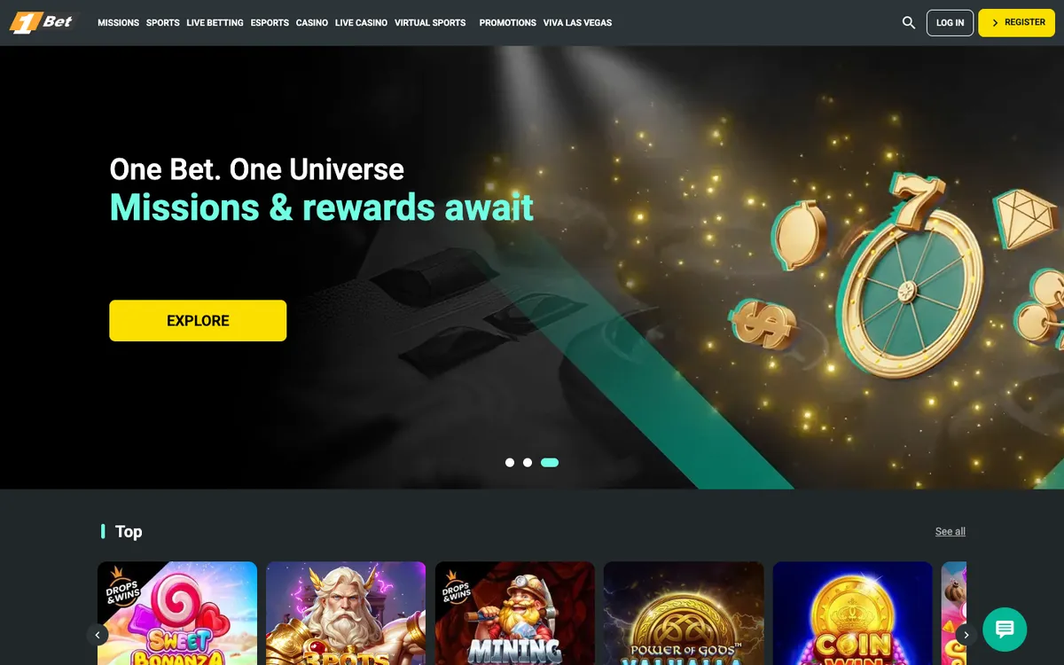 1Bet Casino — «Главная», снято из страны Австралия