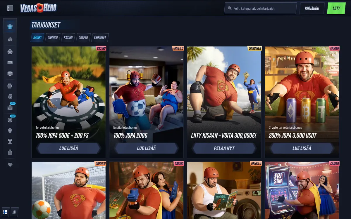 Vegas Hero Casino — Promotions, captured from Finland