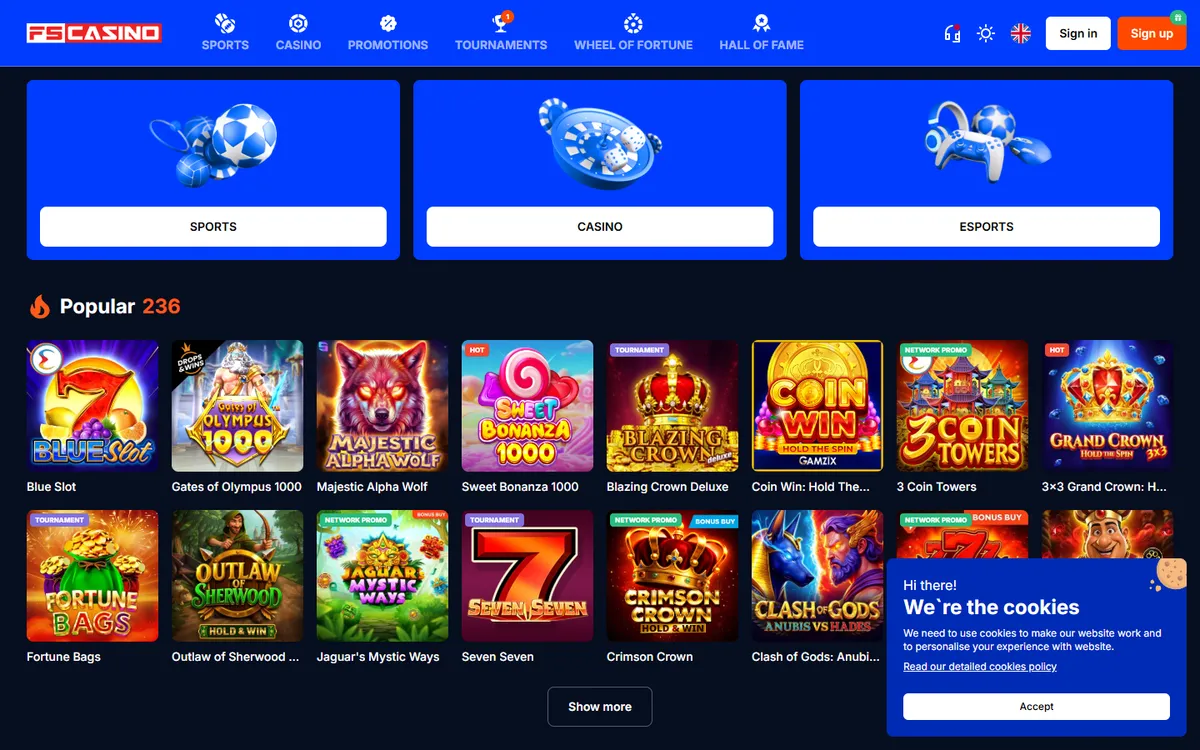 FS Casino — «Главная», снято из страны Канада