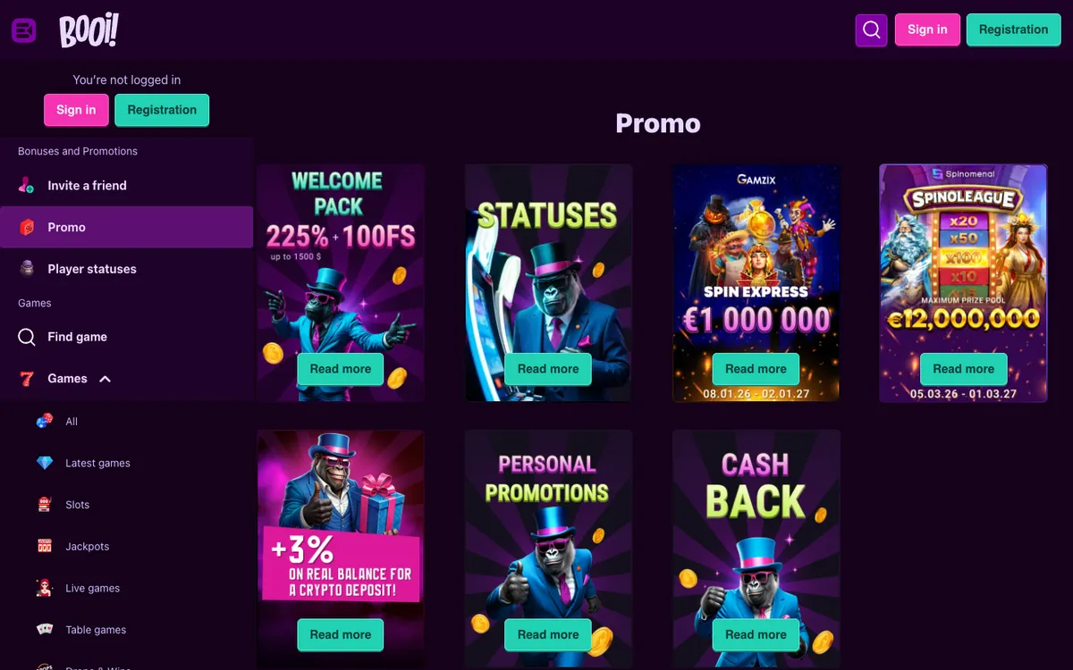 Booi Casino — Promotions, captured from Belgium