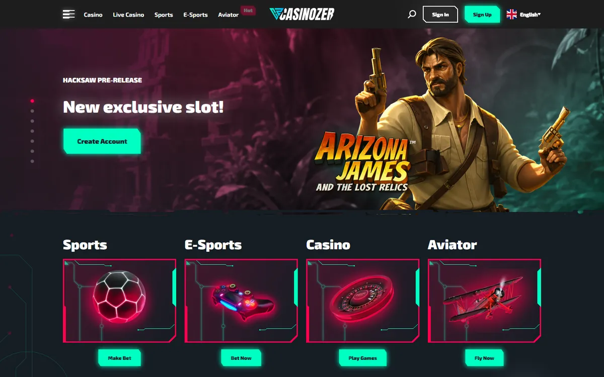 Casinozer Casino — «Главная», снято из страны Канада