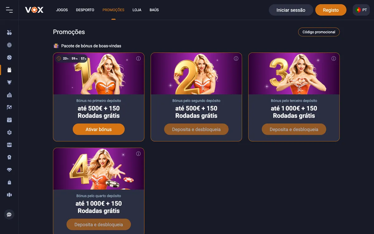 Vox Casino — «Акции», снято из страны Португалия
