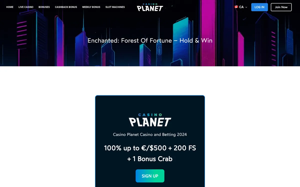 Casino Planet — Home page, captured from Peru