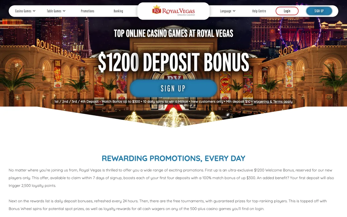 Royal Vegas Casino — Promotions, captured from Norway