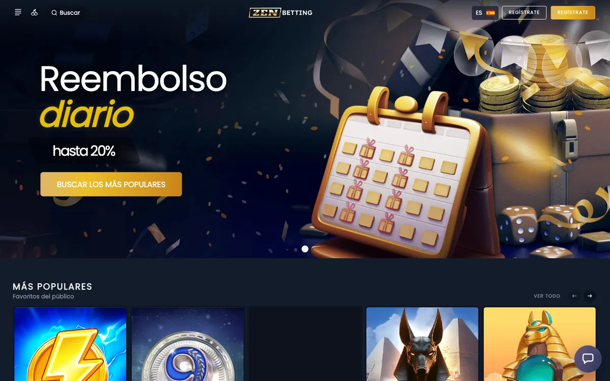 ZenBetting Casino — Home page, captured from Spain
