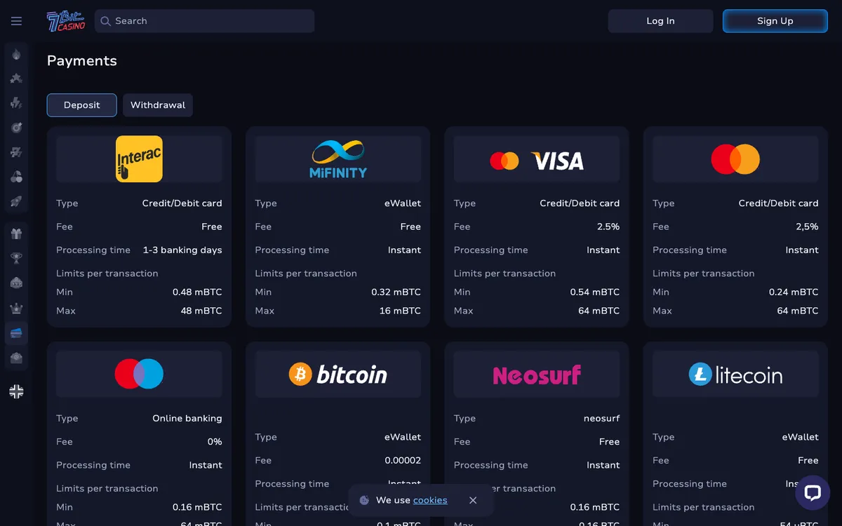 7BitCasino — «Платежи», снято из страны Франция