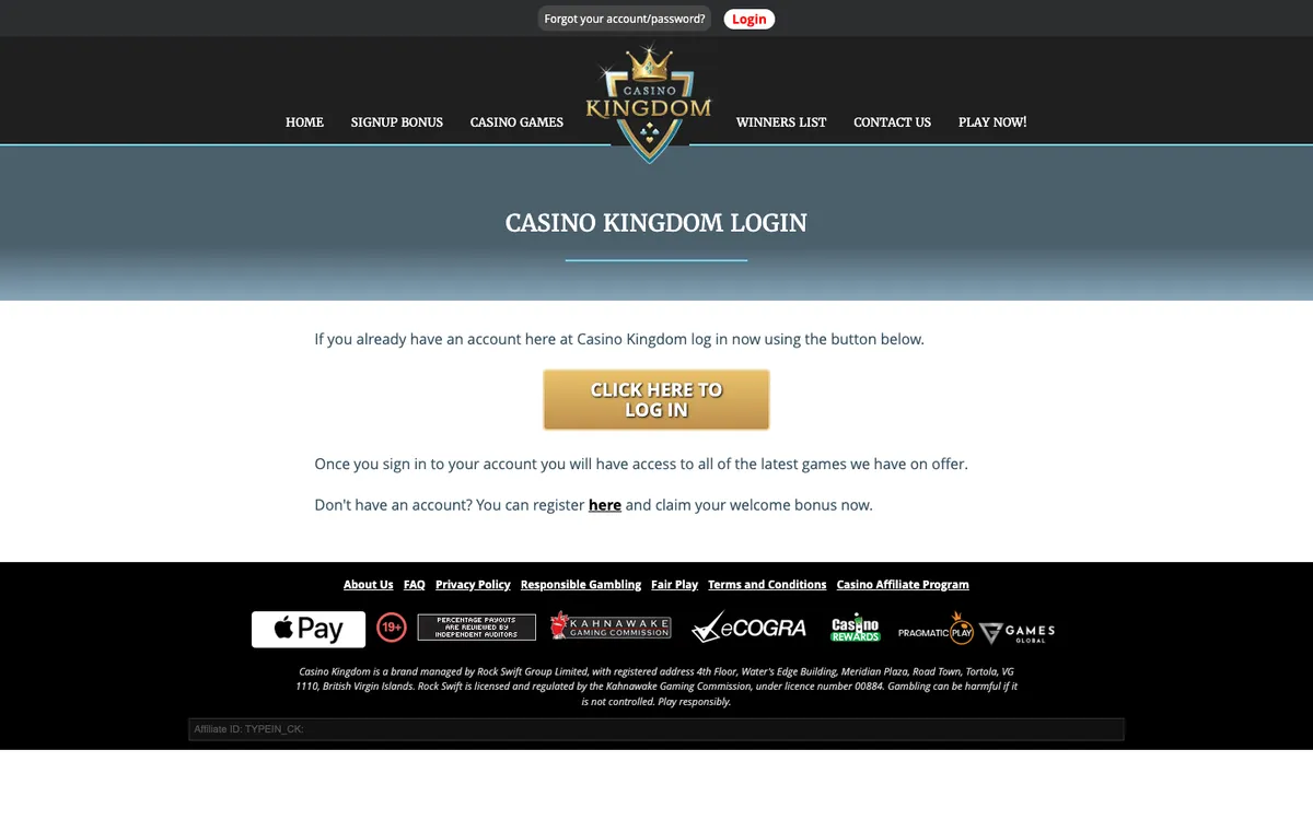 Casino Kingdom — Sign-up, captured from Brazil