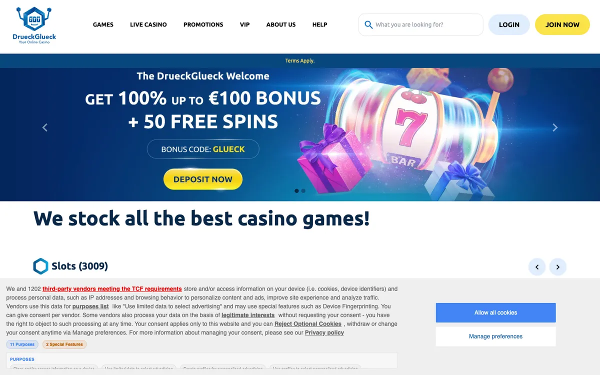 DrueckGlueck Casino — Home page, captured from Australia