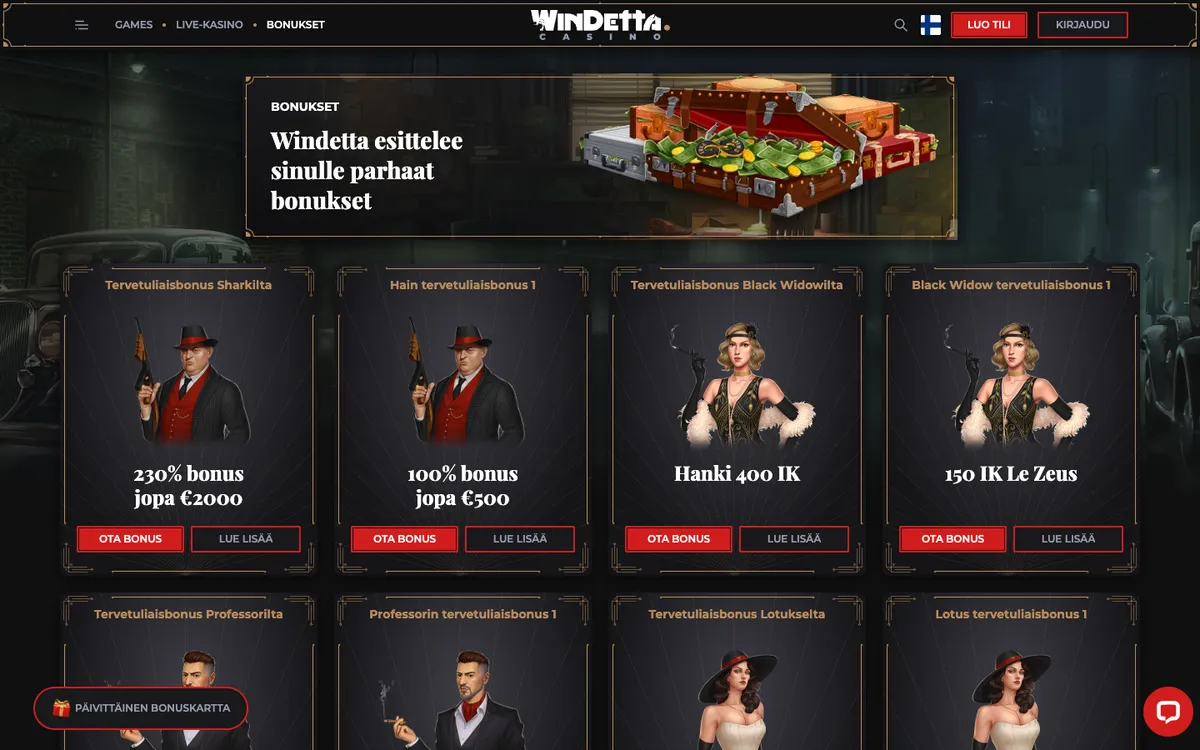 Windetta Casino — Promotions, captured from Finland